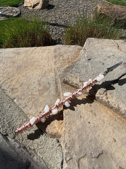 Rose Gold White Jade Roach Clip